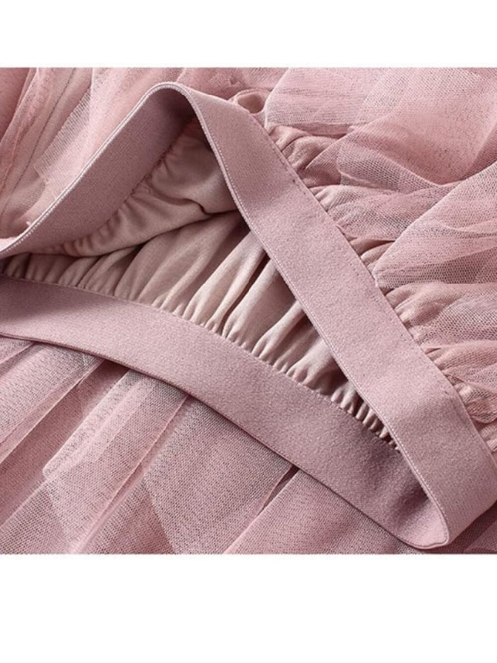 Romantic Layered Tulle Midi Skirt in Dusty Rose - Picture 3 of 10